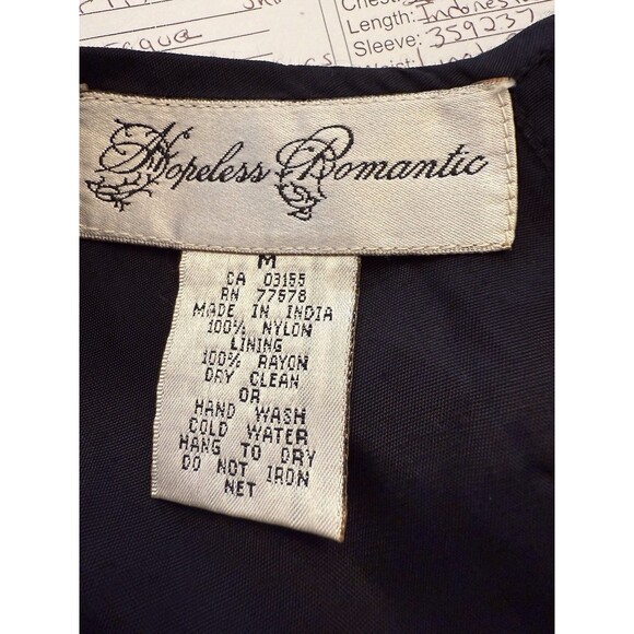 Vtg HOPELESS ROMATIC Black Mesh Dress‎ Sz M Whimsy Fairy Goth Embroidered Flower - Picture 4 of 15